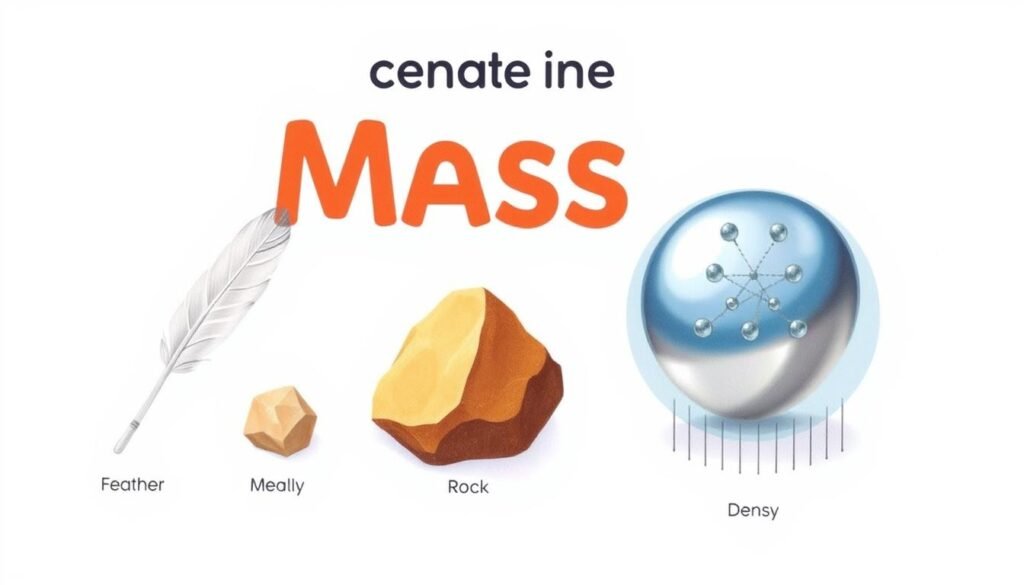 Visual representation of mass showing different objects with varying masses