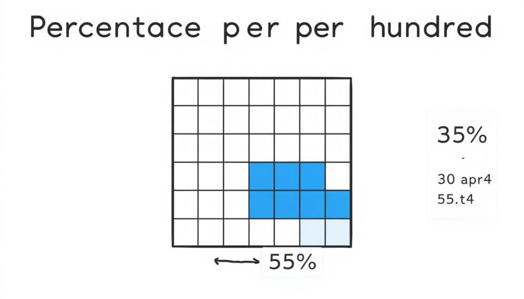 Visual representation of percentage as parts per hundred