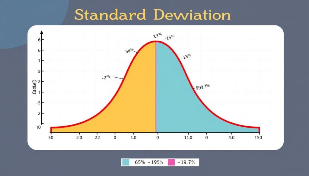 Visual representation of standard deviation and variance in a normal distribution
