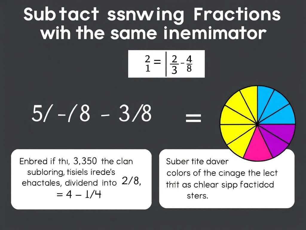 Visual representation of subtracting fractions with the same denominator
