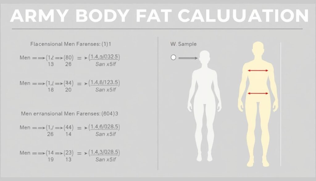 Visual representation of the Army Body Fat Calculator formulas