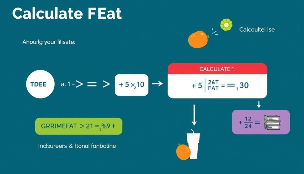 Visual representation of the fat intake calculation formula and process