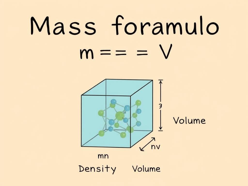 Visual representation of the mass formula showing density multiplied by volume