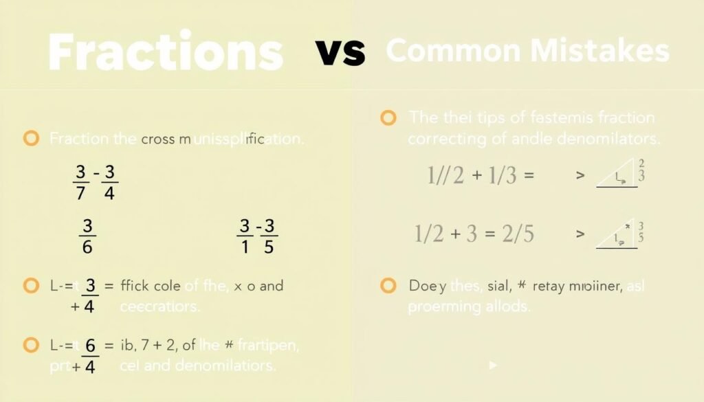 Visual tips and common mistakes when working with fractions