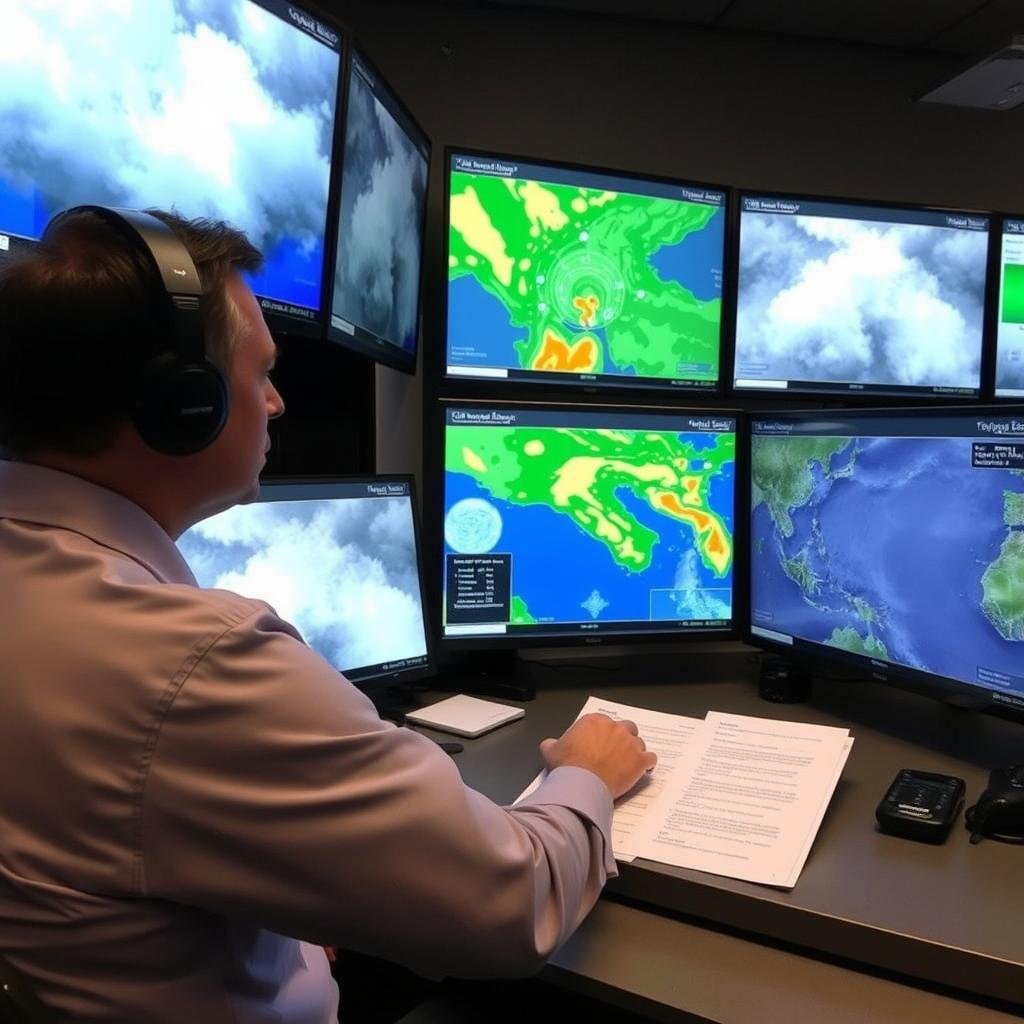 Weather forecaster analyzing dew point data for prediction