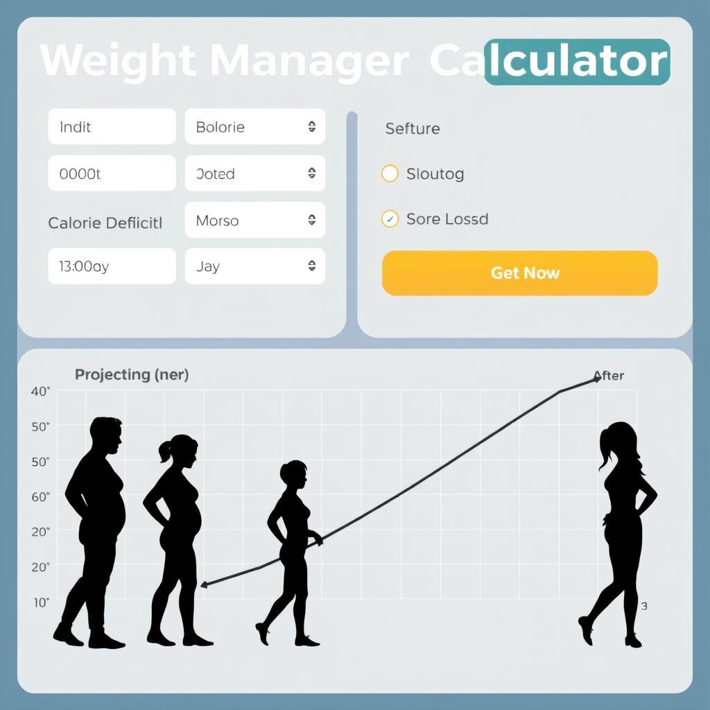 Weight management calculator showing weight loss projection