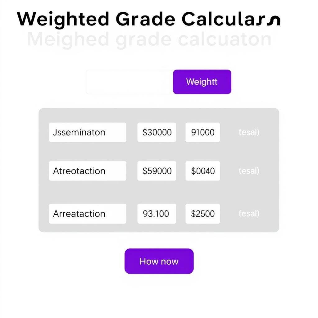 Weighted Grade Calculator showing complex grade weighting system