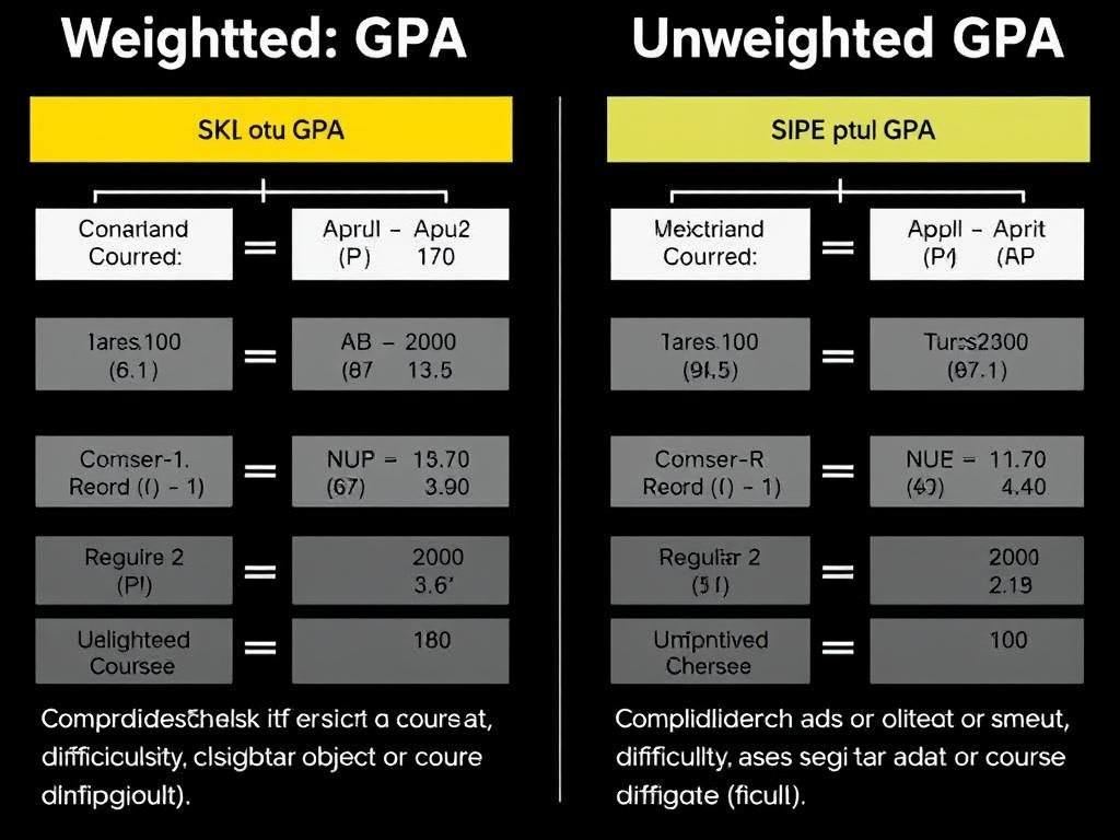 Weighted vs unweighted GPA calculation comparison
