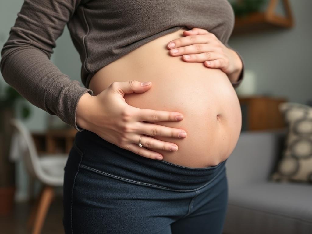 Woman experiencing Braxton Hicks contractions