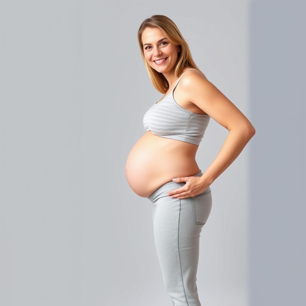 Woman in second trimester with visible baby bump