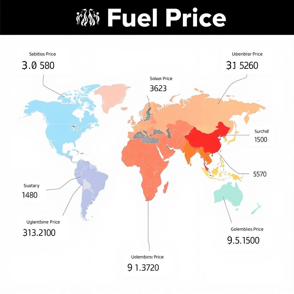 World map with fuel price variations by region