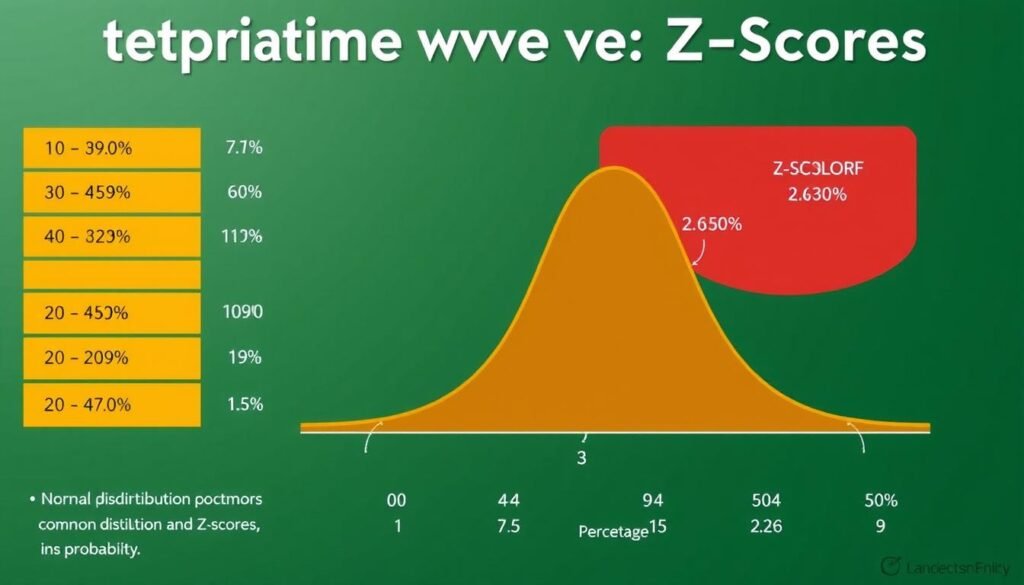 Z score interpretation chart showing probability percentages for different z score ranges