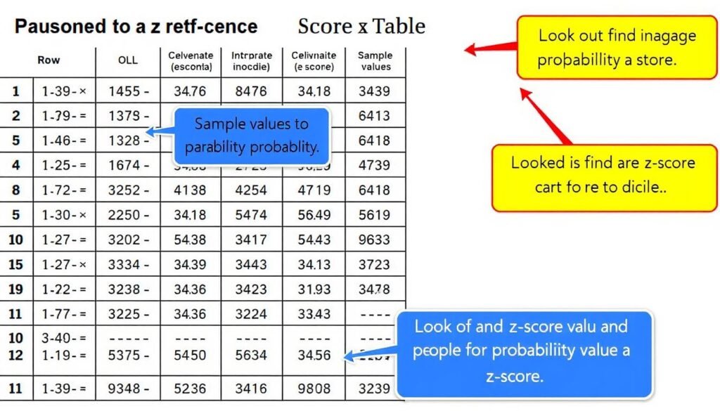Z score table with instructions on how to read and interpret it
