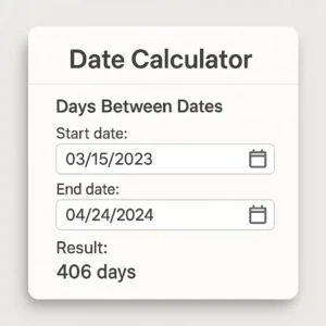 Calendar showing days between two dates calculation